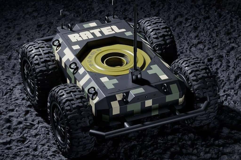 Ratel S, le petit robot terrestre suicide qui peut s'approcher au plus près des blindés ennemis et transporter une mine anti-char ou d’autres munitions. © Brave1