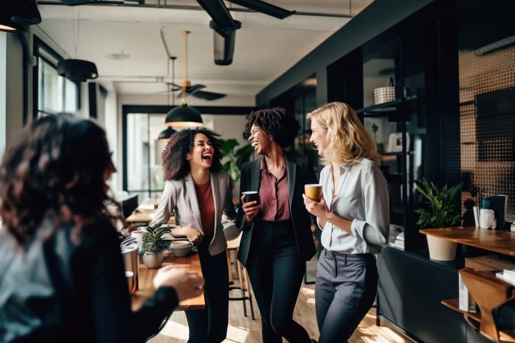 Pause-café, pause-déjeuner… Autant d'occasions de raconter ses vacances et de retrouver le sourire avec des collègues. © Jasmina, Adobe Stock