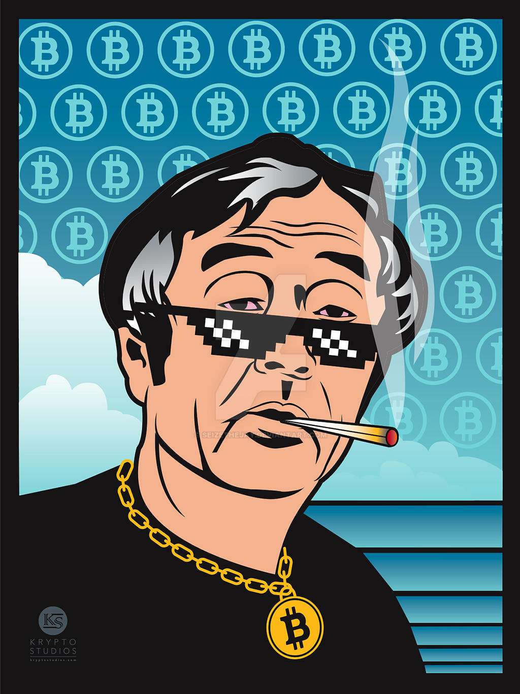 Une illustration du mystérieux Satoshi Nakamoto, créateur de Bitcoin. © Seizet Heyjay – droits acquis par D. Ichbiah.