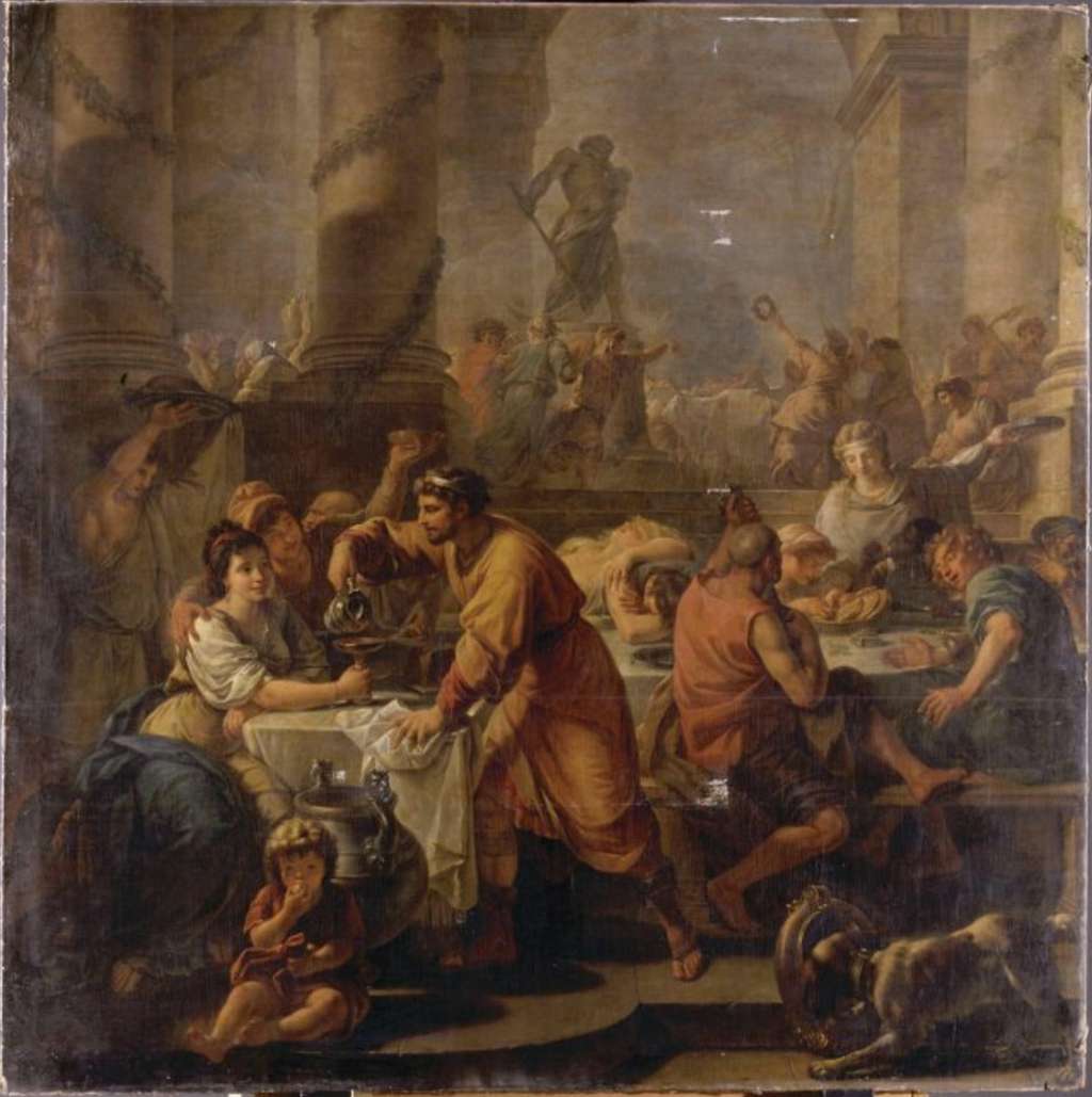 Tableau d’Antoine-François Callet représentant des Romains réunis pendant les grandes fêtes des Saturnales. © RMN-Grand Palais (domaine de Compiègne), Franck Raux
