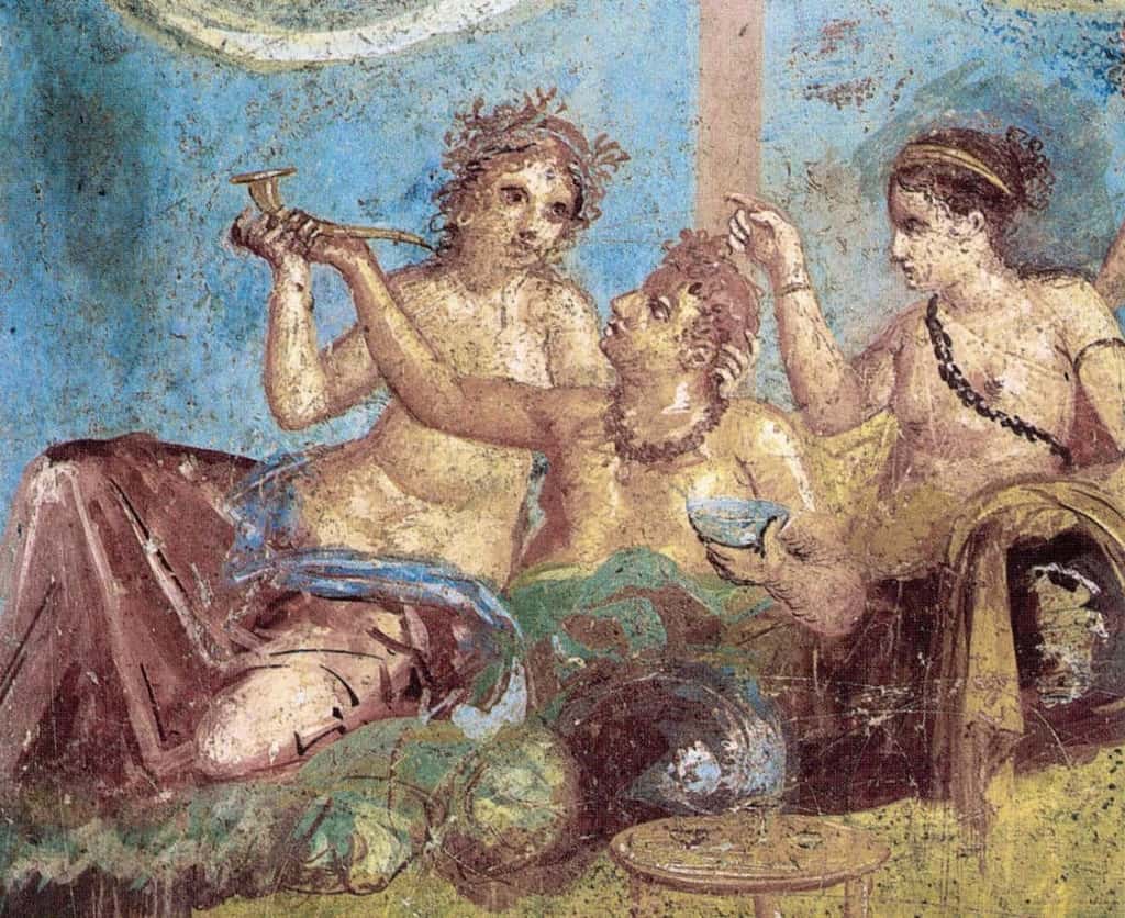 Scène de banquet, fresque de Pompéi, Iᵉʳ siècle apr. J.-C.