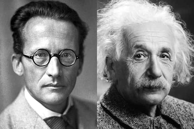 Erwin Schrödinger (à gauche) et Albert Einstein (à droite) ont vécu une amitié tumultueuse. ©<em> Nobel Foundation </em>et Orren Jack Turner, Wikimedia Commons, DP