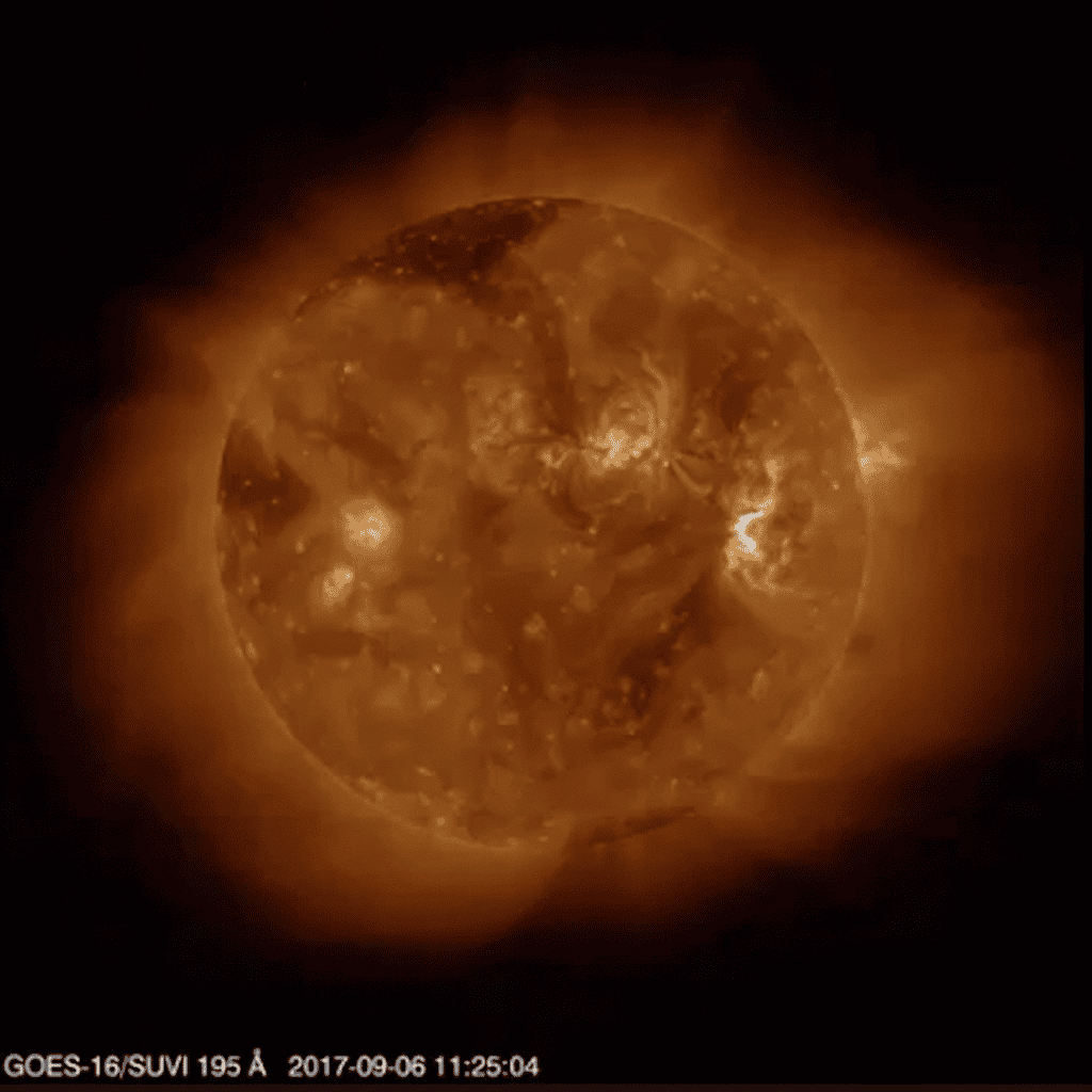 La plus puissante éruption solaire depuis 12 ans vue par le satellite GOES-16. © NOAA, GOES
