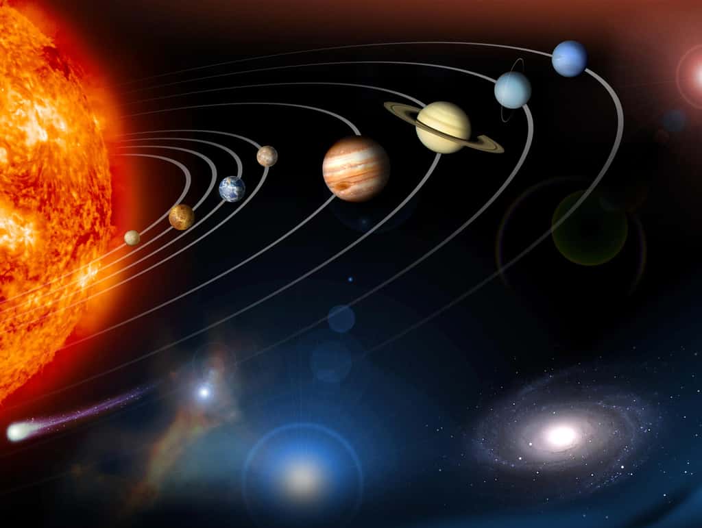 Illustration de notre Système solaire et de ses planètes (les distances et les tailles ne sont pas à l'échelle). © Nasa