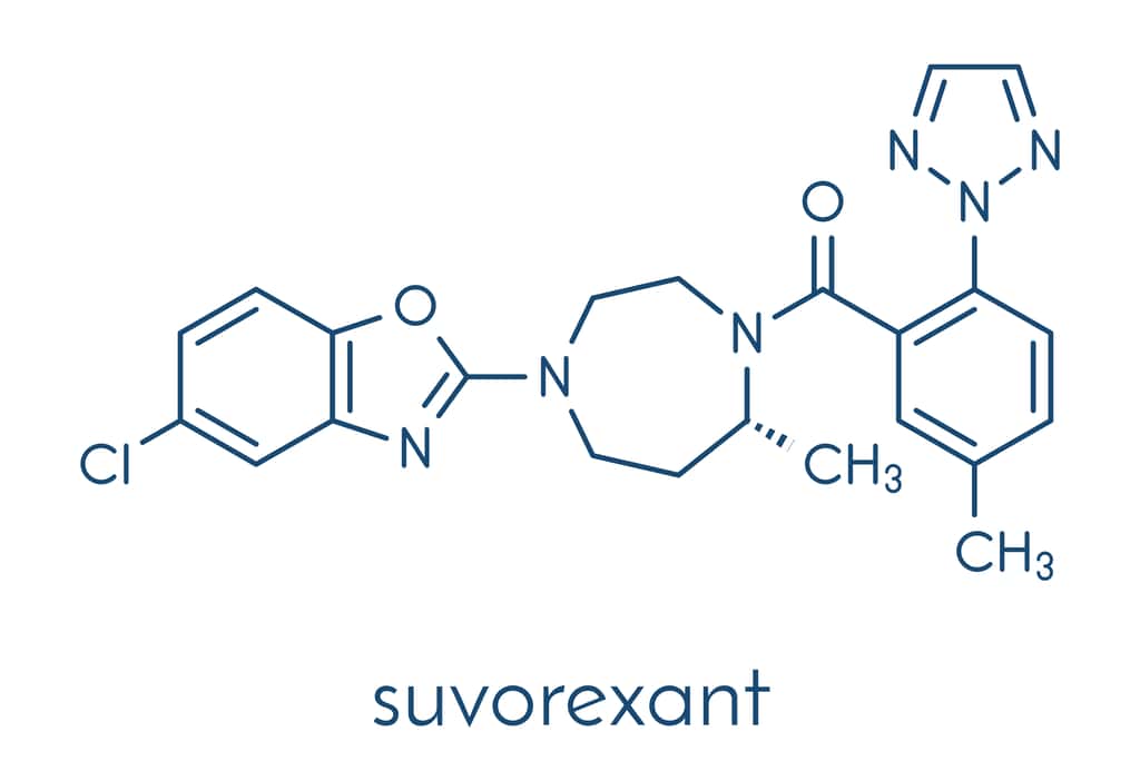 Le suvorexant appartient à une classe de médicaments contre l'insomnie connus sous le nom « d'antagonistes des récepteurs de l'orexine », laquelle est une biomolécule naturelle qui favorise l'éveil. © molekuul.be, Adobe Stock