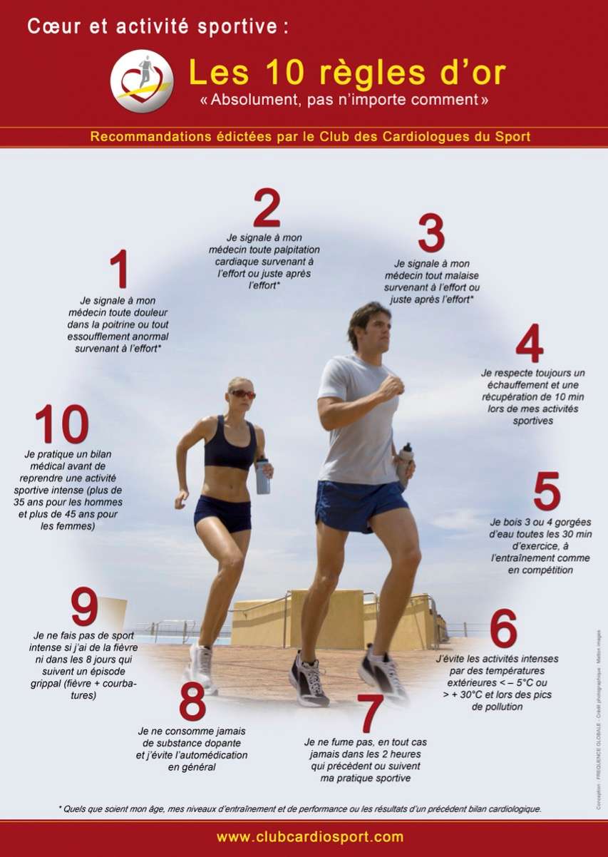 Cœur et activités sportives : les dix règles d'or pour protéger son muscle cardiaque quand on fait du sport. © Le Club des Cardiologues du Sport