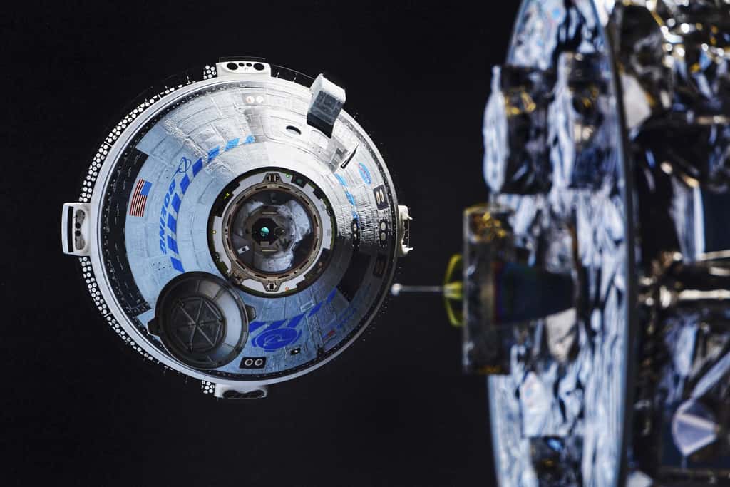 Le Starliner de Boeing, écoutille ouverte, s'apprête à s'amarrer à l'ISS. © Nasa
