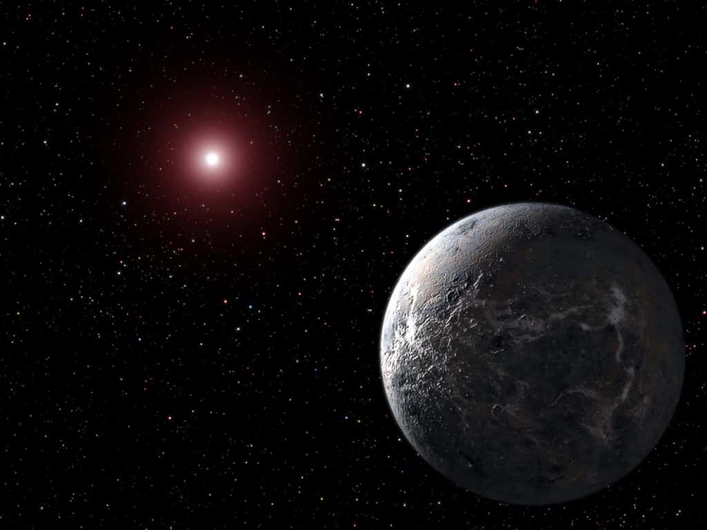 Une vue d'artiste d'une superterre en orbite autour de la naine rouge GJ 9827. © Nasa, T Pyle