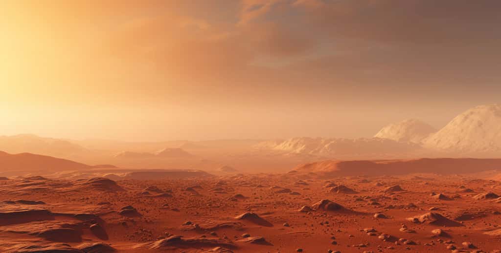 L'existence d'une alternance de saisons sèches et humides aurait pu favoriser l'apparition de la vie sur Mars. Image générée par une IA. © Marco Attano, Adobe Stock