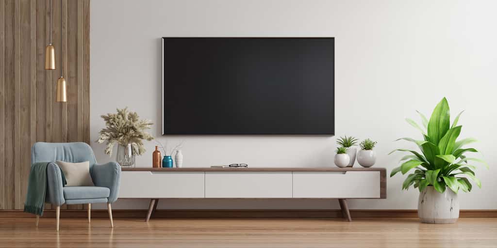 La TV 65 pouce, finesse et flexibilité. © max3d007, Adobe Stock