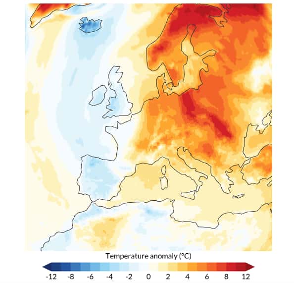 L'écart des températures à la normale en France le 4 mars 2024. © Copernicus