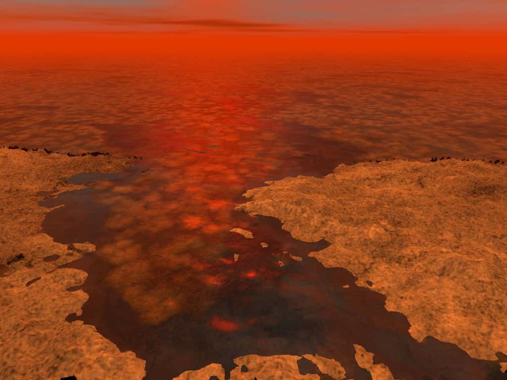 La surface de Titan héberge des lacs d'hydrocarbures liquide. © Nasa, JPL-Caltech, USGS