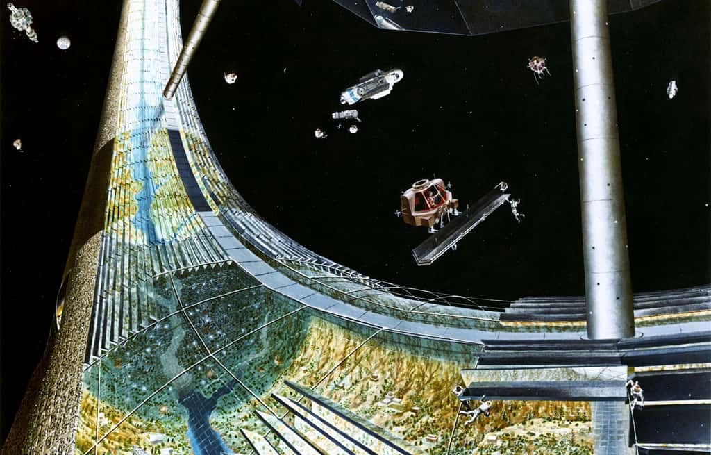 Une illustration d'artiste d'une colonie spatiale avec gravité artificielle, le Tore de Stanford. © Don Avis, DP