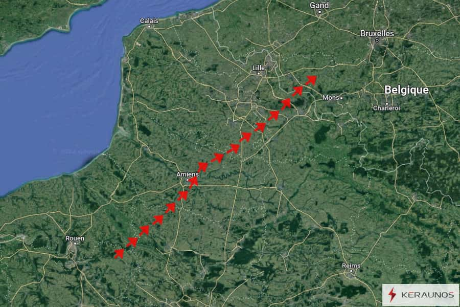 La trajectoire de la tornade le 23 octobre 2022. © Keraunos