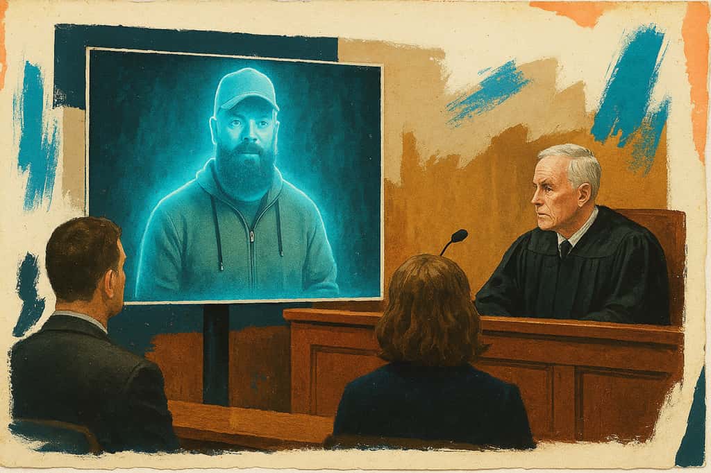 Illustration de Chris Pelkey, apparu dans une vidéo générée par l'IA lors du procès de son assassin. © AI avec ChatGPT