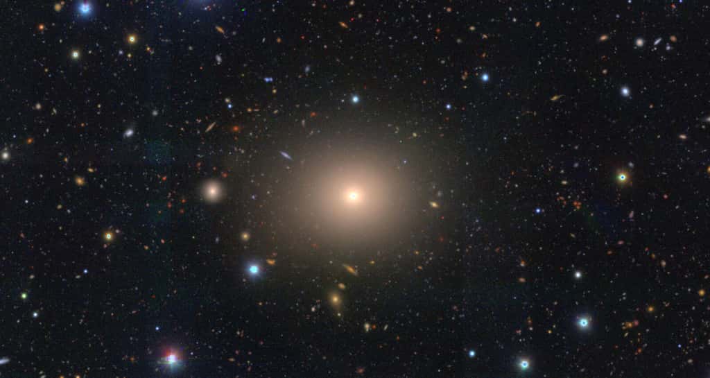 Une galaxie elliptique (NGC850) qui a arrêté son activité de formation d'étoiles il y a longtemps. On pense que les galaxies sur les images ci-dessous ressembleront à ceci après 10 milliards d'années. Cette image a été prise avec le télescope Subaru. © NAOJ, HSC-SSP