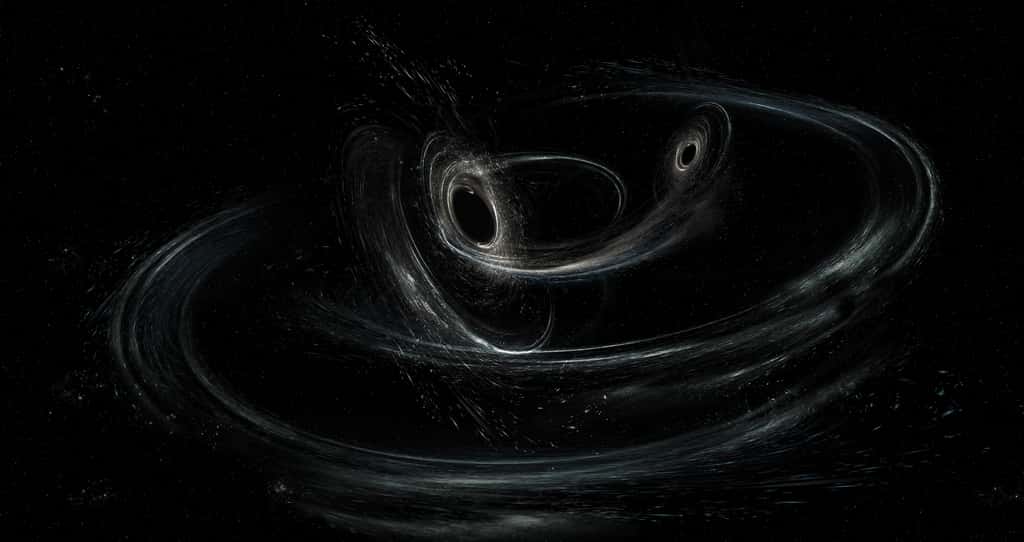 Une vision d'artiste du trou noir binaire à l'origine de GW170104. © LIGO/Caltech/MIT/Sonoma State (Aurore Simonnet) 