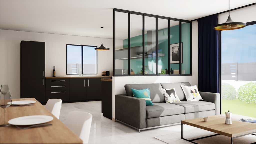 La verrière intérieure délimite un espace dans une maison ou un appartement et permet aux occupants d'avoir la vue sur chaque pièce. © Sebastien, Adobe Stock