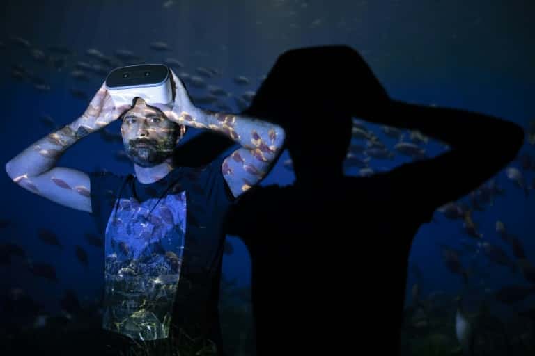 Andrien Moisson a créé « Wild Immersion », une expérience au plus près des animaux via un casque de réalité virtuelle, afin de remplacer les zoos. © Joël Saget - AFP/Archives