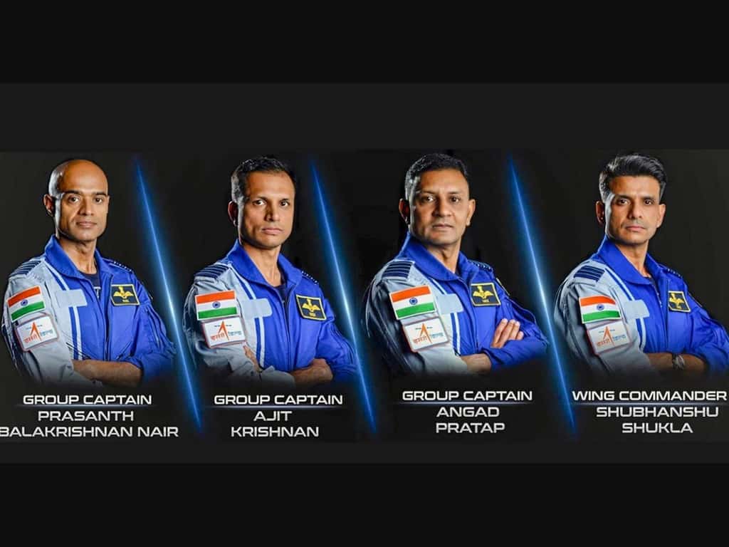 Les quatre astronautes susceptibles d'être sélectionnés pour le tout premier vol indien. © Isro