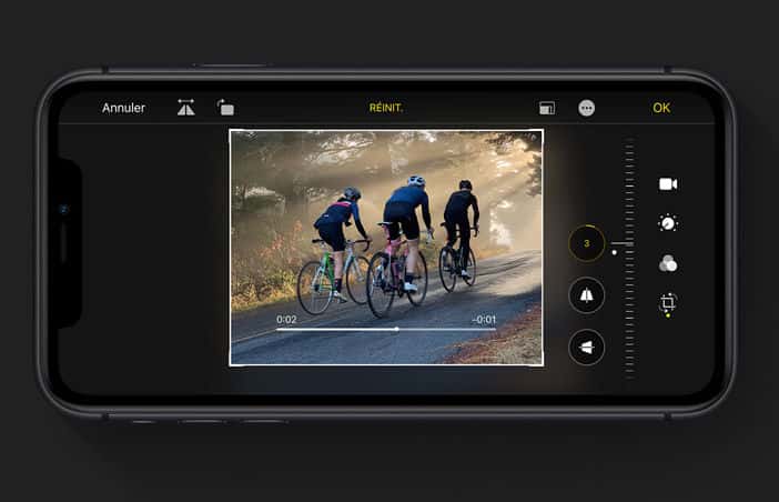 Les outils de retouche photo sont disponibles pour améliorer vos vidéos. © Apple