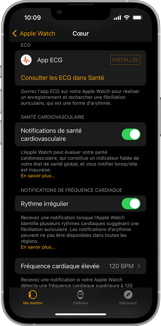 Activer les notifications permet de recevoir des alertes sur d'éventuels problèmes cardiovasculaires. © Apple