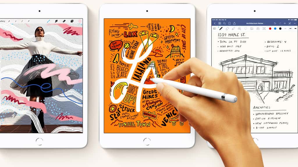 Les deux nouveaux iPad sont compatibles avec le stylet Apple, mais de première génération et vendu à part. © Apple