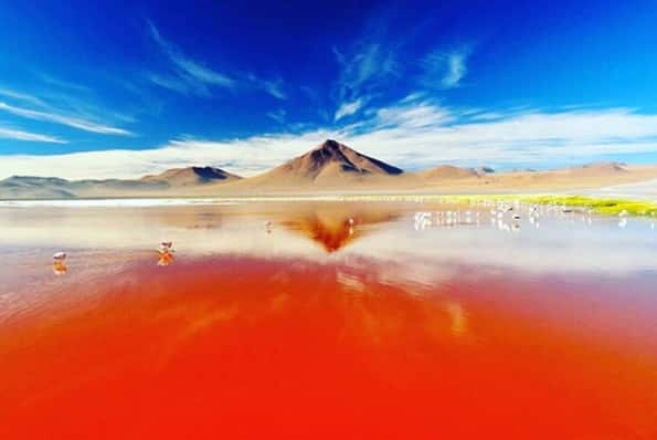Le lac Colorada dans lequel semble couler le sang. © fisicawildson, Instagram