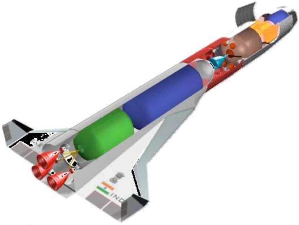 Projet indien de lanceur réutilisable à deux étages en forme de navette spatiale. © Isro 