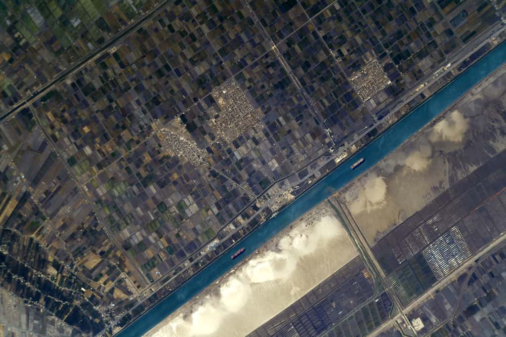 Le Canal de Suez, photographié par Thomas Pesquet, en mai 2021. © Esa, Nasa, Thomas Pesquet