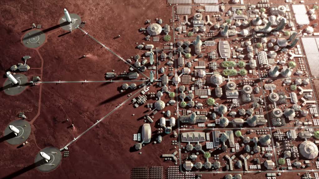 Une ville martienne telle que l'envisage Elon Musk. © SpaceX