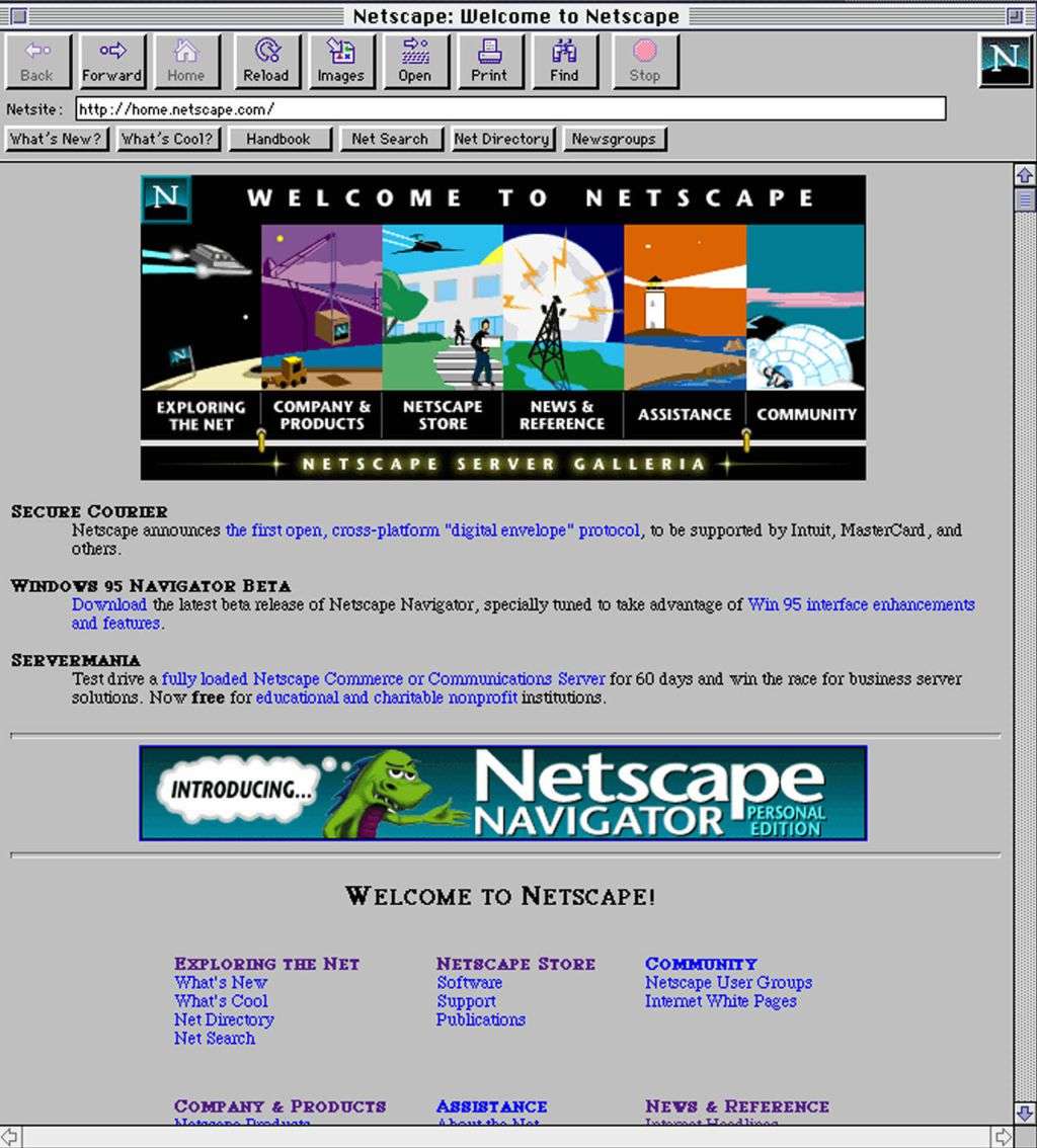 À l'époque de Windows 95, on découvre Internet grâce à Netscape, la référence des navigateurs. © blog.mozfr.org