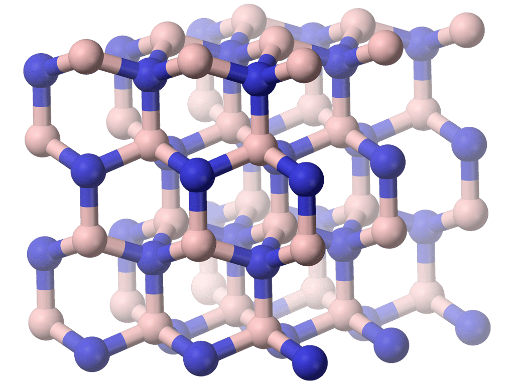 Le nitrure de bore peut prendre une structure ressemblant à celle du diamant. © Benjah-bmm27, Wikipedia, Domaine public