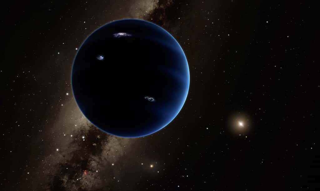 Illustration de l’hypothétique planète X. Les orbites similaires de plusieurs objets transneptuniens extrêmes ont conduit des chercheurs à suggérer son existence dans les confins du Système solaire. © Caltech, R. Hurt (IPAC)