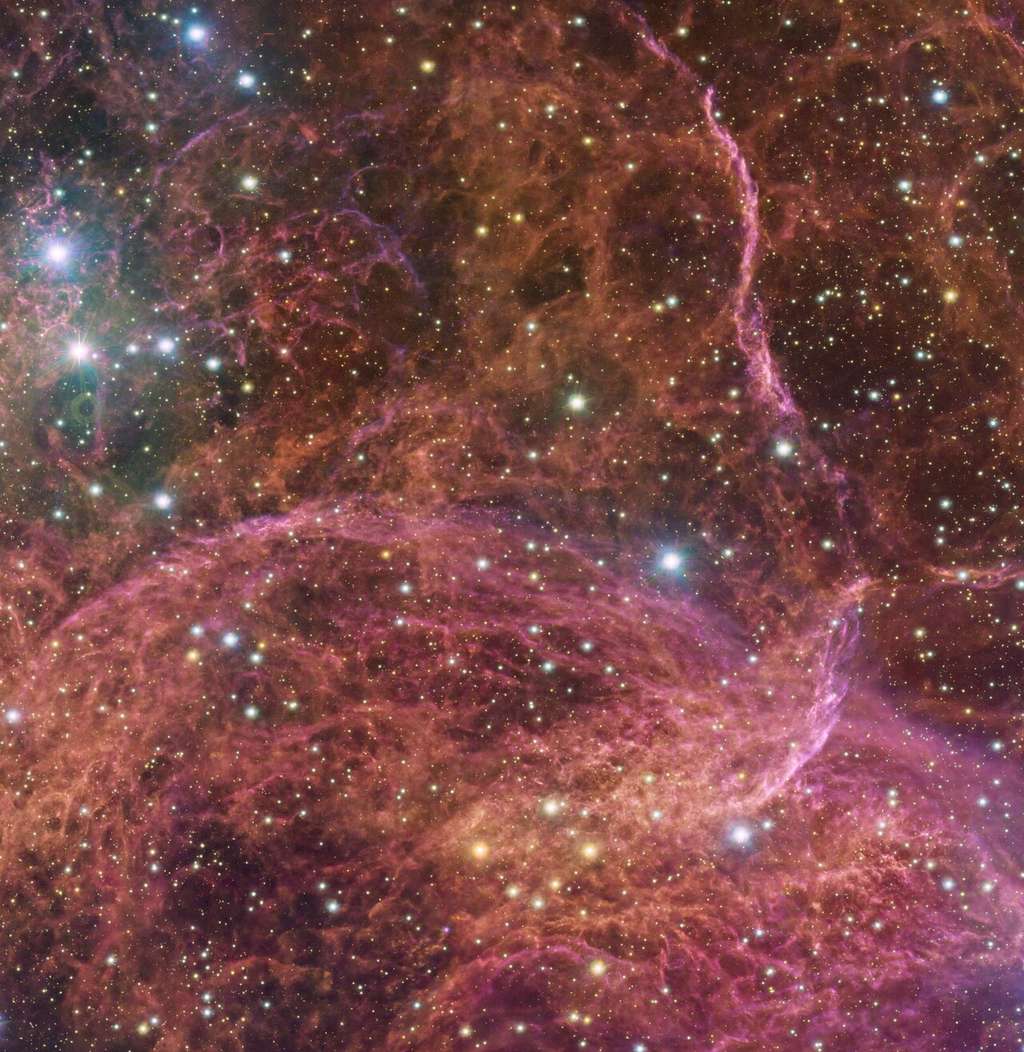 La supernova Vela, abritant l'un des pulsars les plus étudiés du monde, le pulsar des Voiles. © ESO, VPHAS+