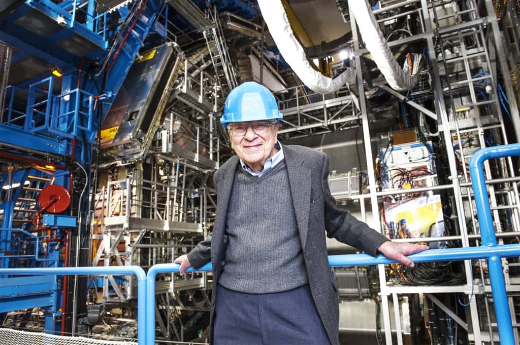 Murray Gell-Mann, que l'on voit ici dans la caverne d'Atlas en 2012, a proposé le modèle des quarks et le nom « quark » en 1964 ; il a reçu le prix Nobel de physique en 1969. © Maximilien Brice, Cern