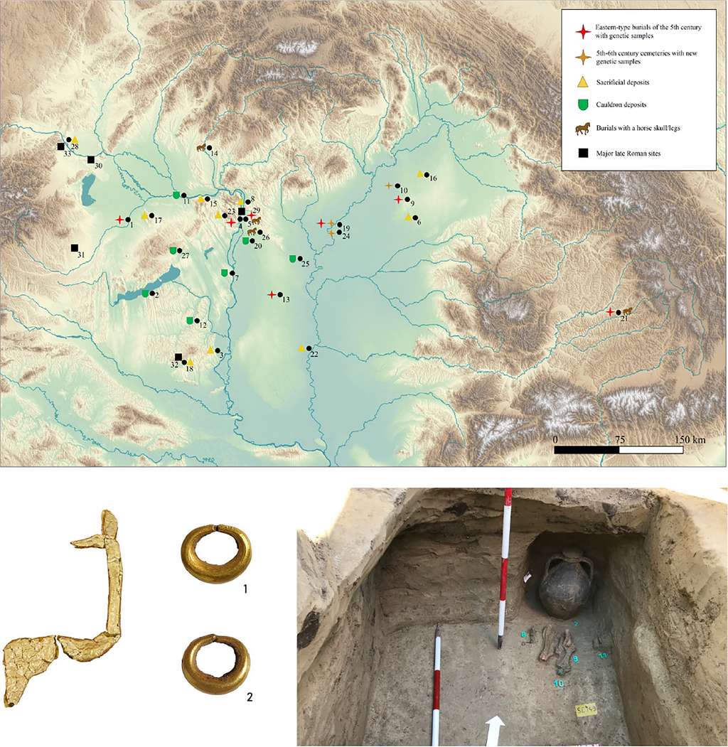 Comment identifier les dépouilles de Huns, décédés durant l'Antiquité ? Certaines sépultures arborent des spécificités propres aux rites funéraires orientaux. © Gnecchi-Ruscone <em>and al.</em>