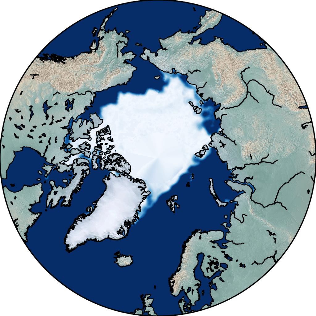 Illustration de la surface glacée à la fin de l'été arctique en septembre 1979 © Dirk Notz