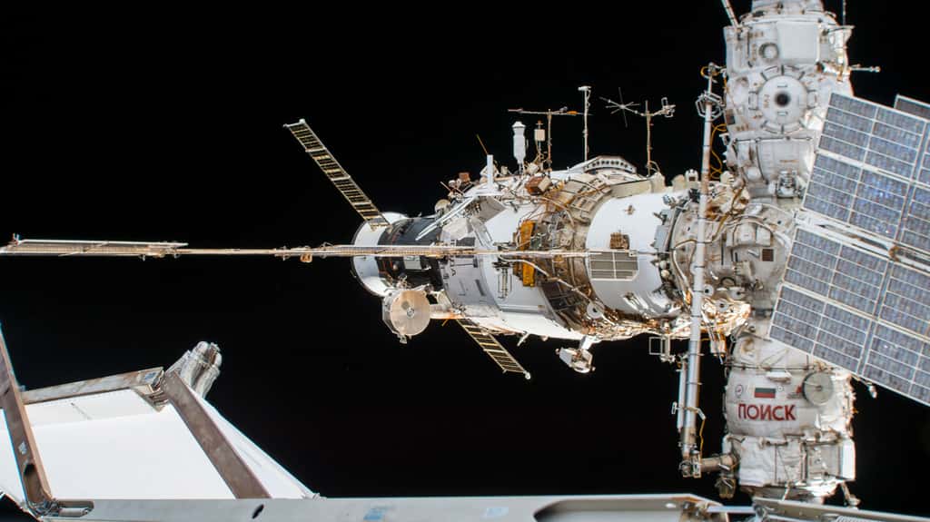 Le segment russe de la Station spatiale. Sur cette vue, le véhicule Soyouz n'est pas visible. © Nasa