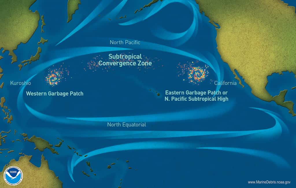 Le vortex de déchets du Pacifique Nord a généré un « continent » de plastique. © Noaa, <em>Wikimedia Commons</em>