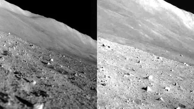 Nouvelle image du cratère Shioli, prise par une caméra de navigation de Slim. Elle montre une nouvelle partie du cratère que l'on n'avait encore pas vu. © Jaxa