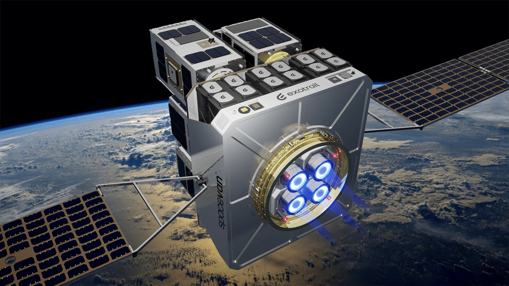 Autre vue d'artiste du SpaceVan en train de transporter des petits satellites. © Exotrail