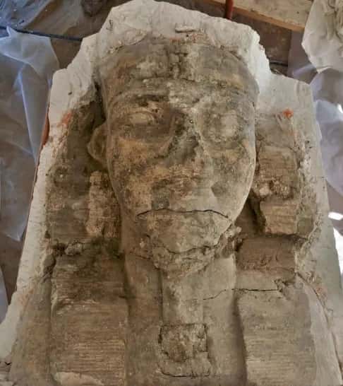 Le visage des sphinx représente vraisemblablement celui du pharaon Amenhotep III qui a ordonné leur construction. © <em>Egyptian Ministry of Tourism and Antiquities</em>