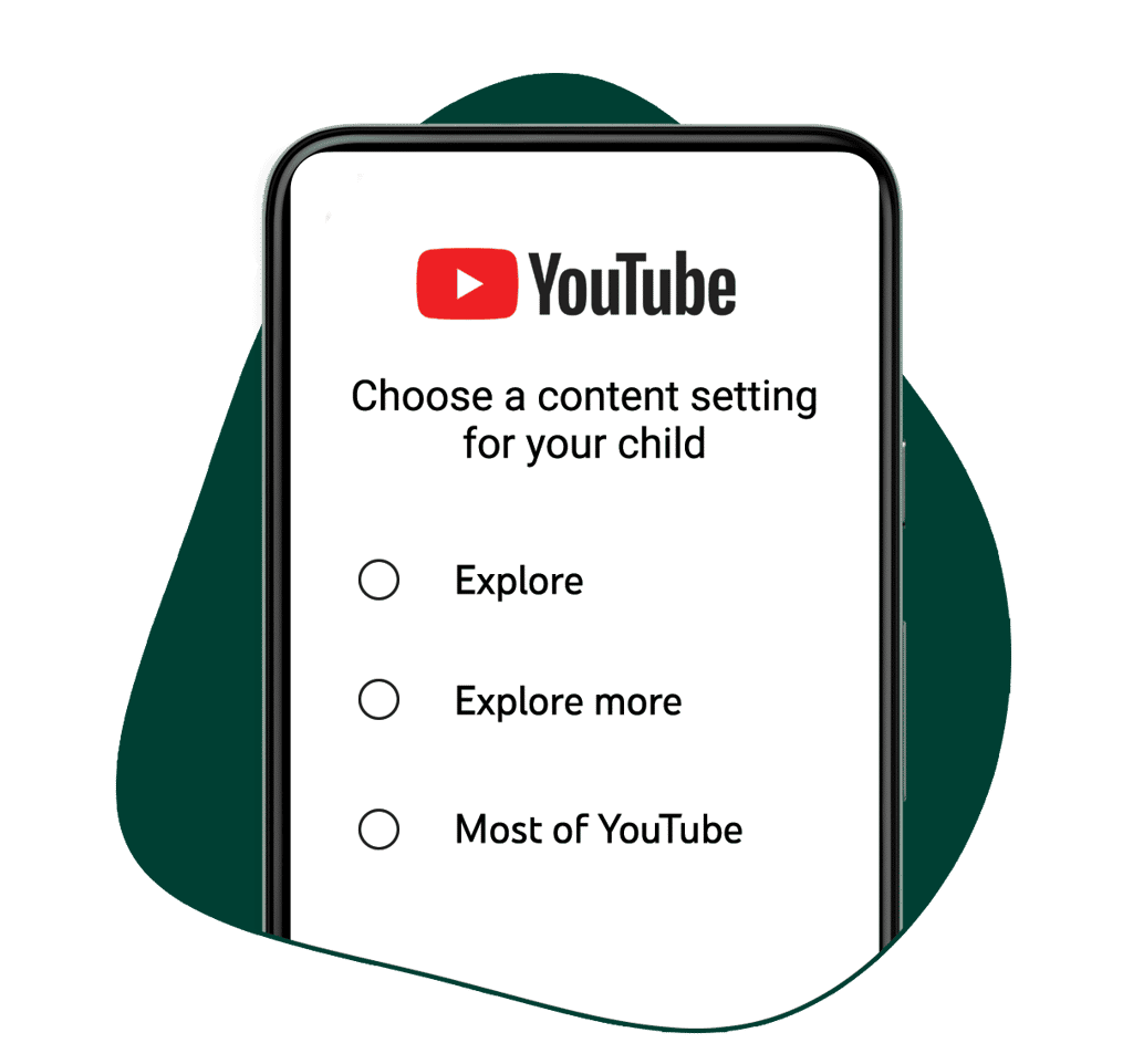 Voici les trois options de filtrage proposées aux parents. © YouTube