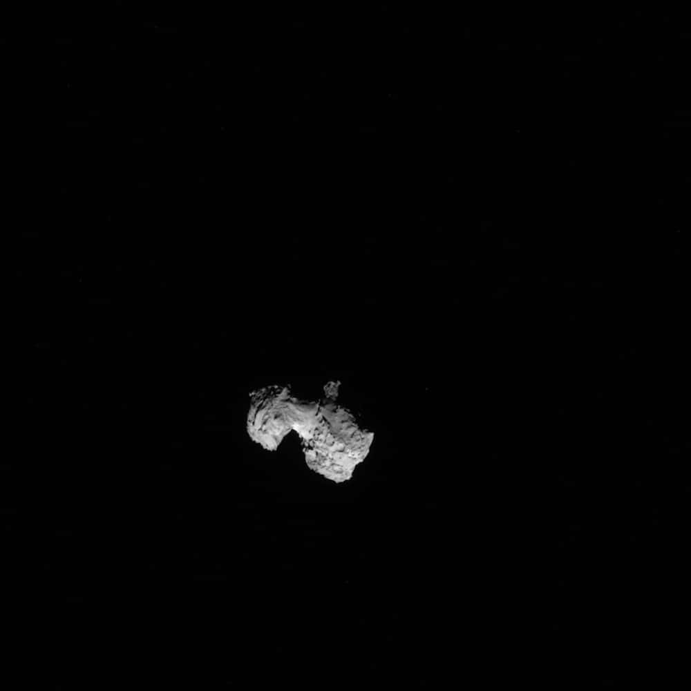 Portrait de 67P/Churyumov-Gerasimenko pris le 3 août 2014 à 300 km du noyau de la comète par la caméra NavCam de Rosetta. © Esa, Rosetta, NavCam