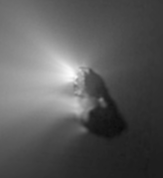 En 1986, la sonde spatiale Giotto photographiait la mythique comète de Halley à environ 2.000 km de son noyau de 15 km de longueur. © Esa, MMS