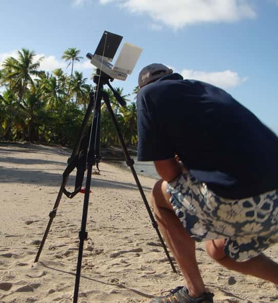 Photomètre enregistrant une courbe de lumière pendant l'éclipse de 2010, en Polynésie française. © Cnes