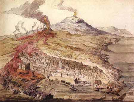 Représentation de l'Etna lors d'une éruption, en 1669. © Worldtraveller, <em>Wikimedia Commons</em>, domaine public
