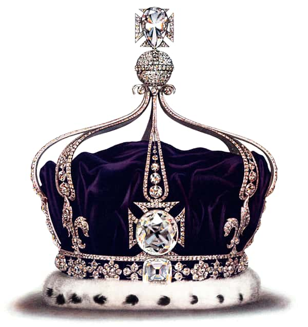 La couronne de la reine Mary ornée du Koh-i-Noor. © Cyril James Humphries Davenport, <em>Wikimedia Commons</em>, domaine public