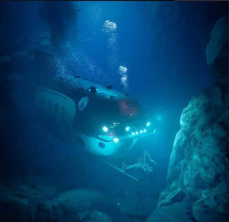 C'est à bord du Shen Hai Yong Shi, sous-marin d'étude habité, qu'ont été récoltés les précieux échantillons sur le fond océanique. © NIGPAS